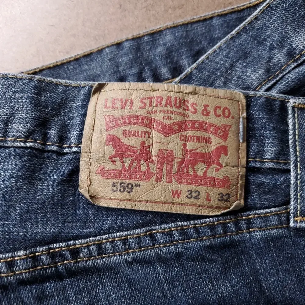 Levis 559 Relaxed Straight Leg Jeans Men 32x32 Blue Cotton Workwear 90s Skater